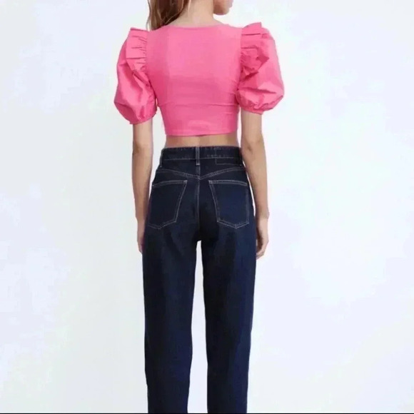 🆕 Zara Puff Sleeve Square Neck Top sz M - Picture 3 of 6